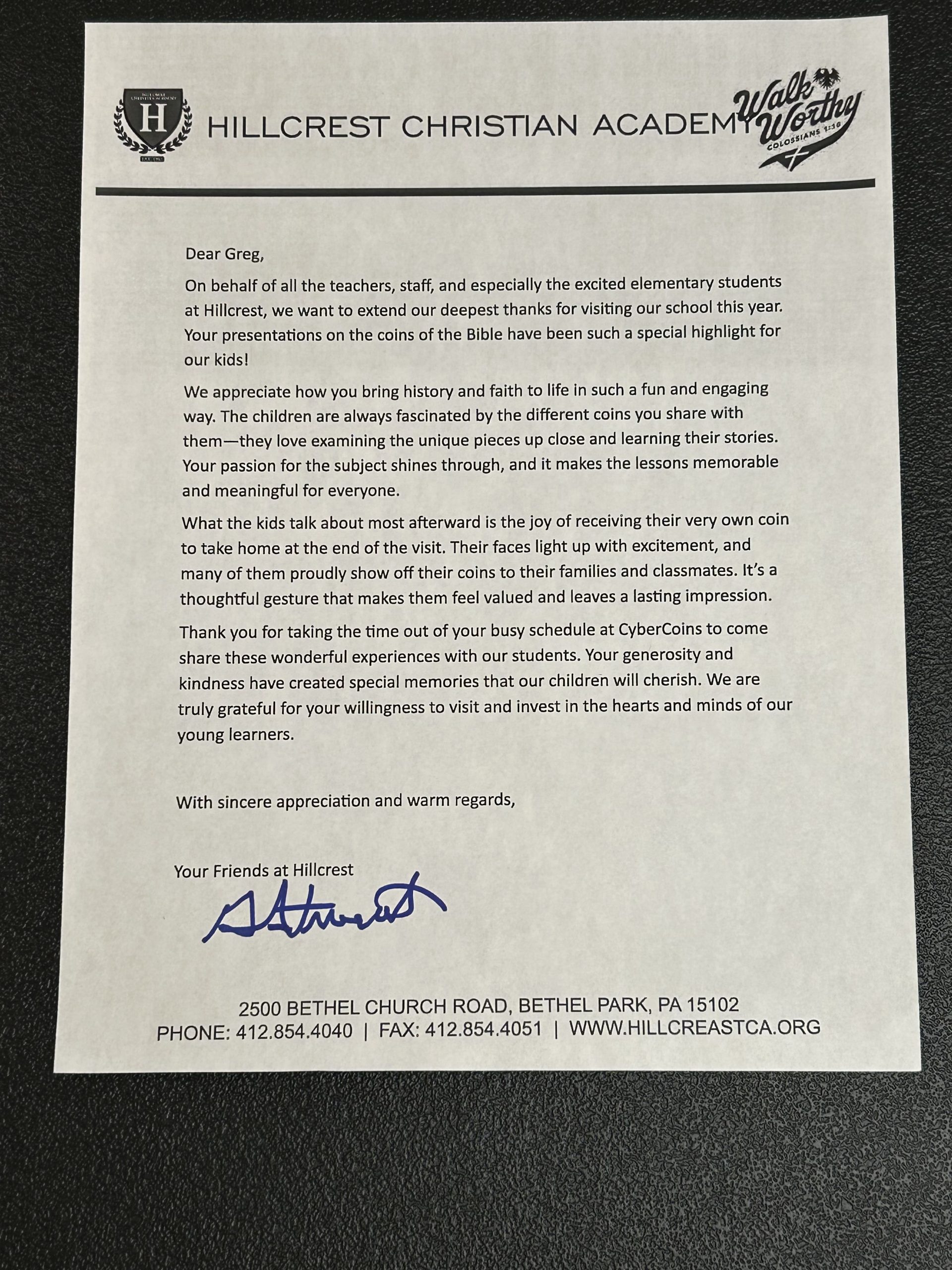 Hillcrest testimonial